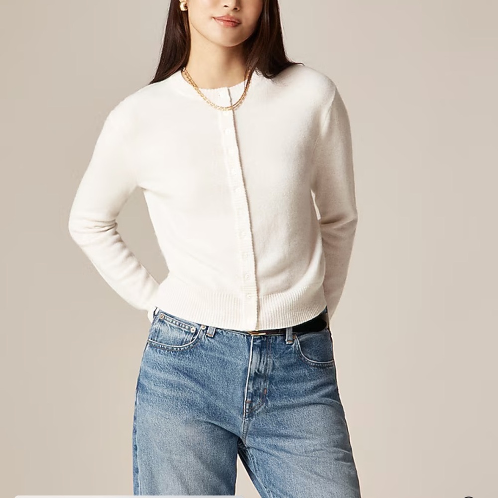 J. Crew Women's White Snow Cardigan Sweater Perfect Cardigan NWT